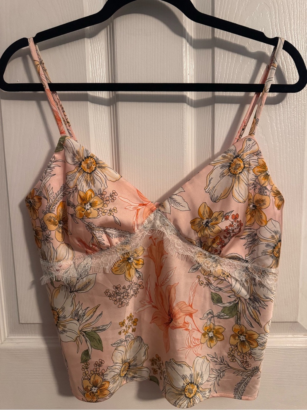 Good Luck Gem Pink Floral Lace-Trim Cami